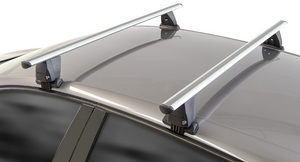 dos barras de techo grises fijadas al marco de la puerta de un vehículo