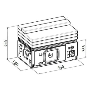 diagrama de una caja FLV con todas sus dimensiones cerradas