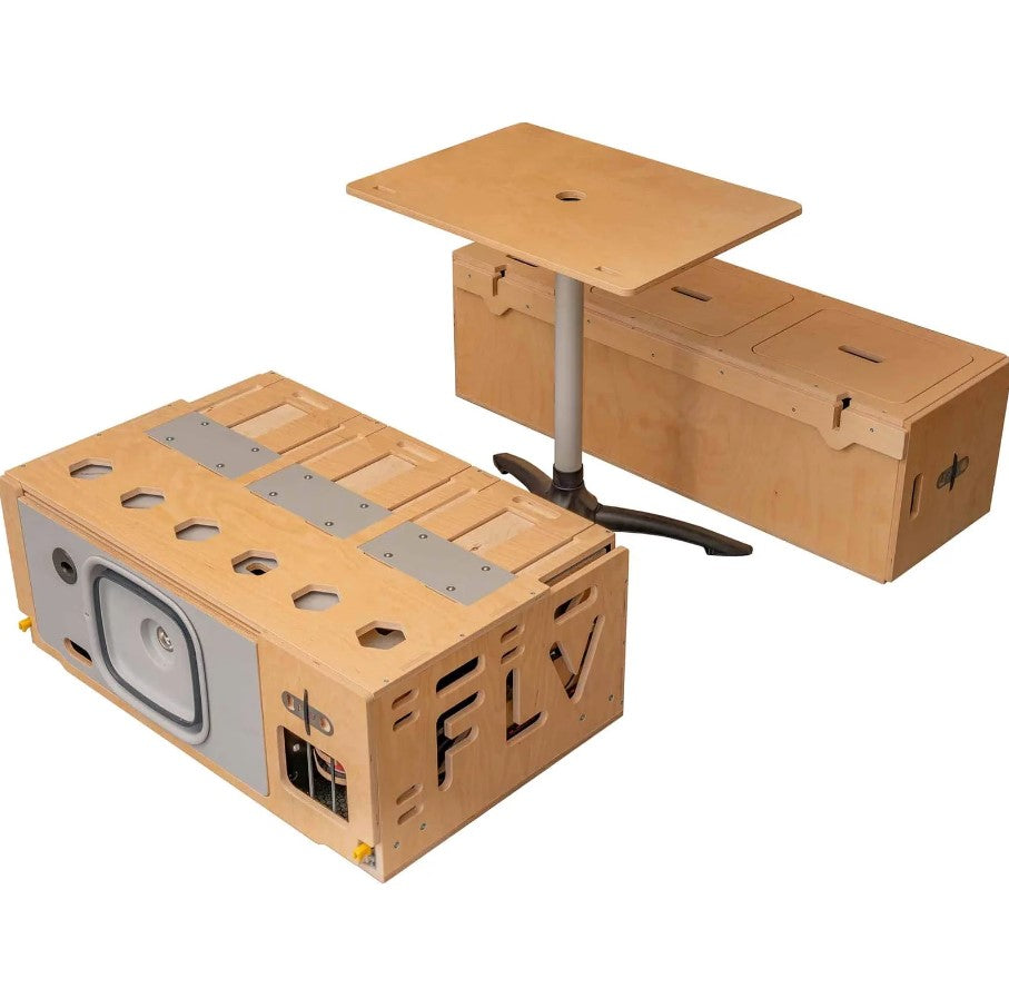 FLV mueble caja de madera con mesa y pedestal