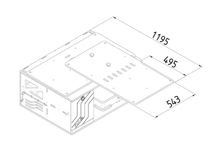 Diagrama de caja de madera con dimensiones
