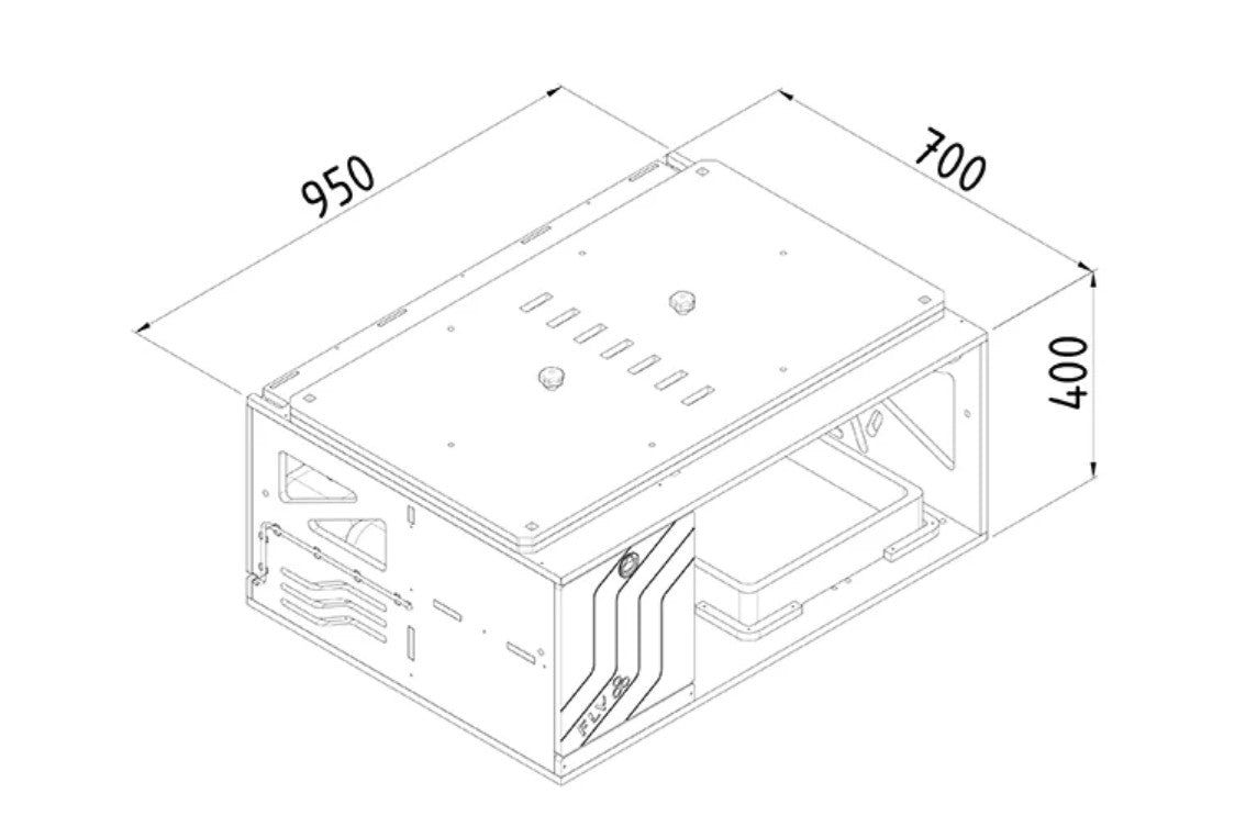 FLV caja de madera con dimensiones