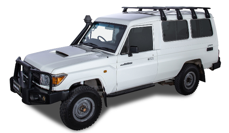 Optimice la carga de su Toyota Land Cruiser 78 con el kit de barras de techo Rhinorack
