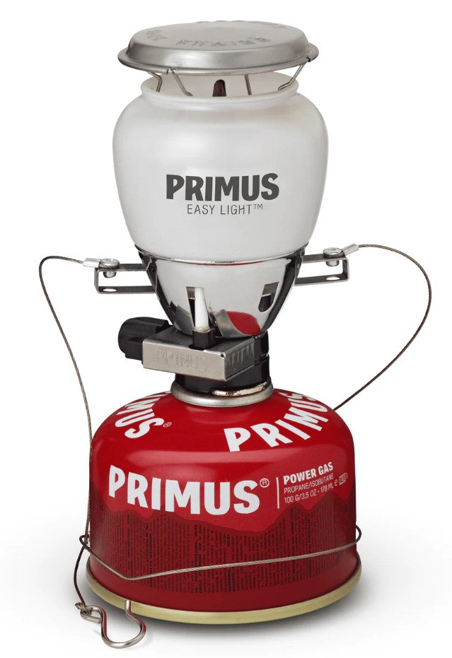 Linterna Primus con bombona de gas roja