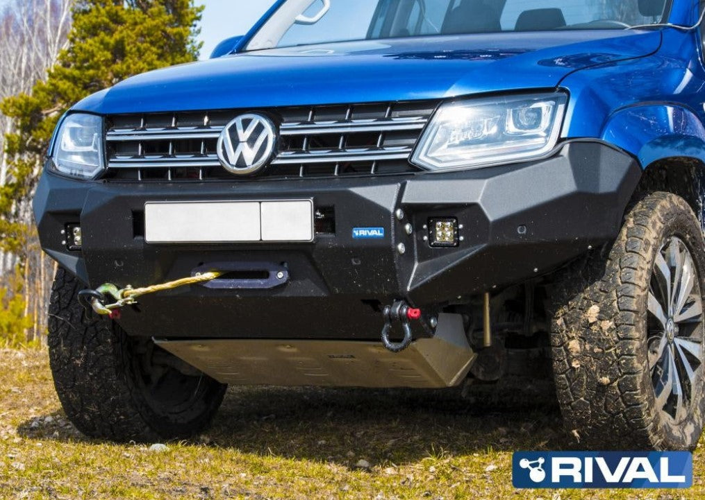 Parachoques delantero Rival negro en un Volkswagen azul