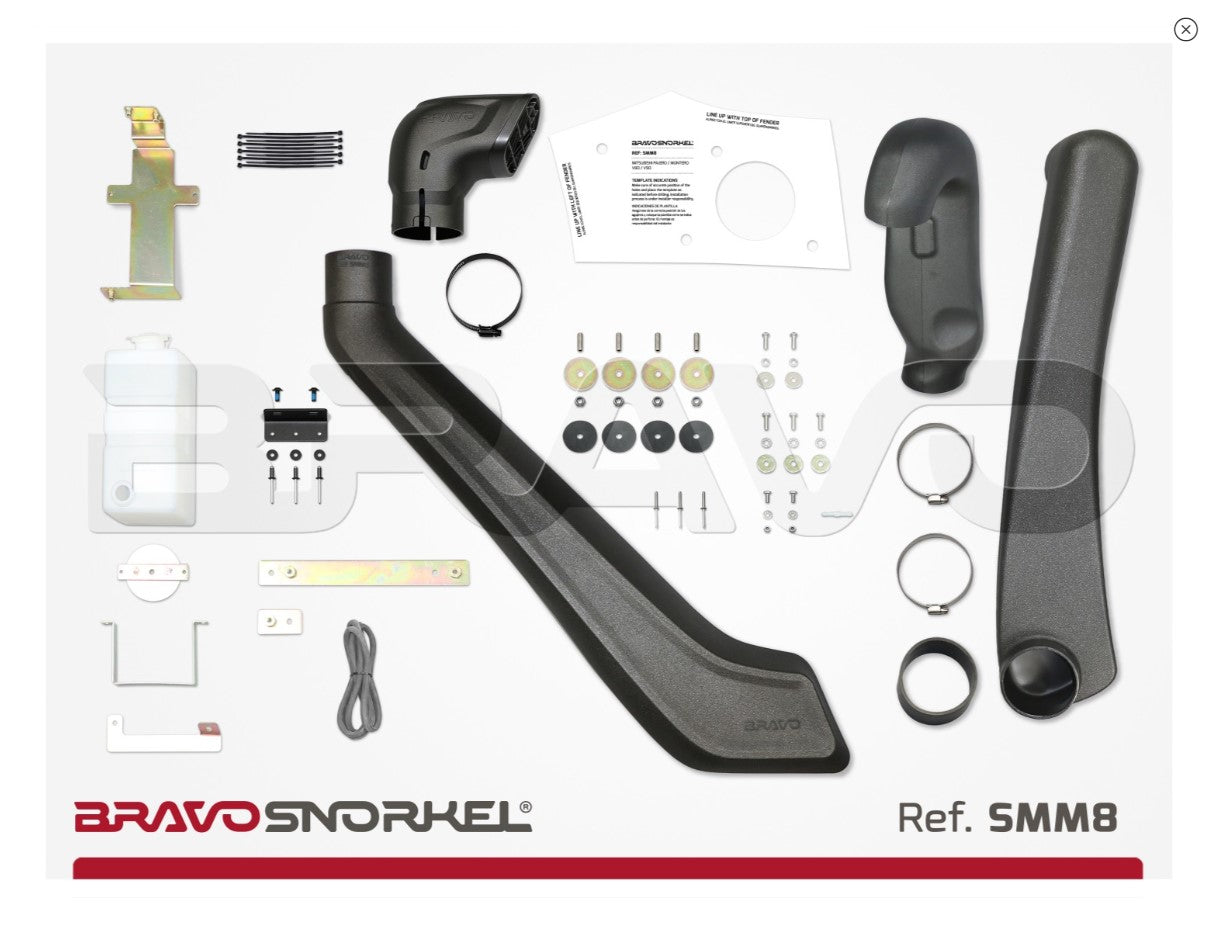 Snorkel Bravo 4x4 para Mitsubishi Pajero presentado en forma de kit