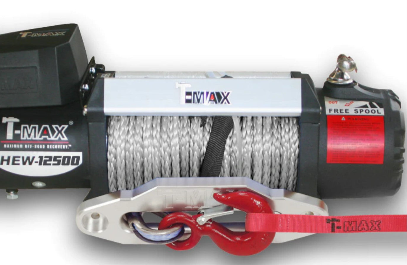 Torno T-Max 4x4 de cuerda sintética gris con gancho rojo