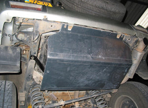 placa de aluminio fijada bajo un vehículo para su protección