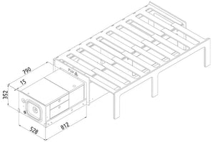 diagrama con las dimensiones del cajón FLV VAN
