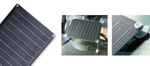 panel solar montado en un parabrisas en 3 imágenes