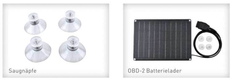 dos imágenes que muestran el kit de carga de batería solar con ventosas