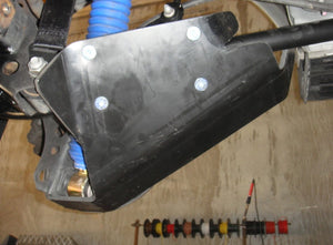 protección de amortiguador montada en un amortiguador azul