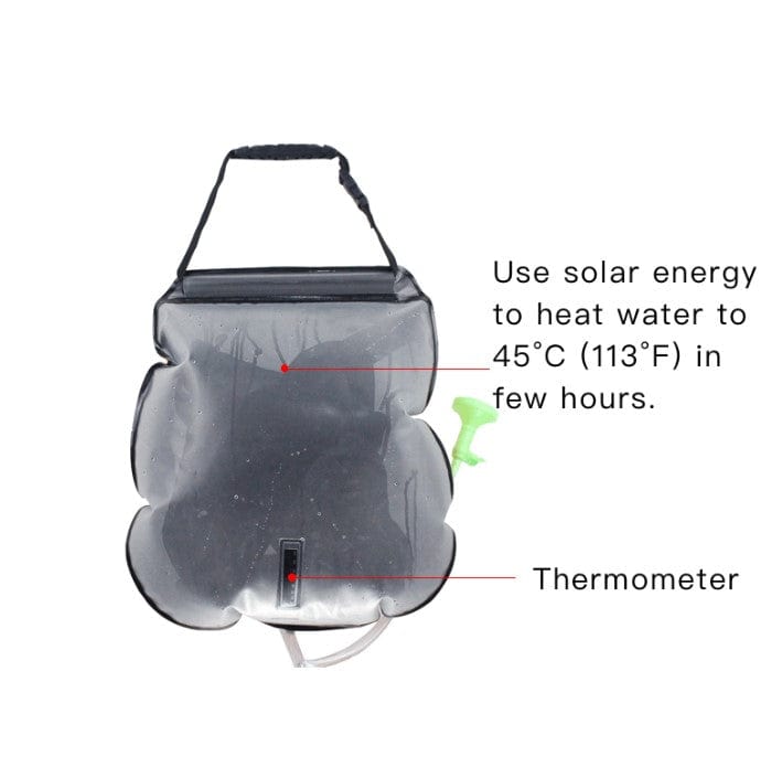 Bolsa de ducha de 20 litros con panel solar incluido para agua caliente