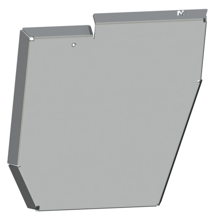Protección aluminio simple sobre fondo blanco con una N pequeña en la parte superior