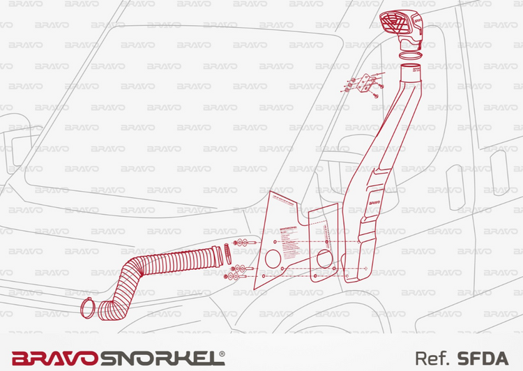 Plan de montaje del bravo snorkel rojo SFDA