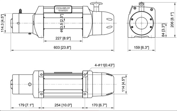 Cabrestante COME UP DS 9.5 RS 12V 4x4 - cuerda sintética