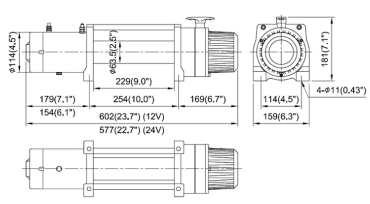 Cabrestante 4x4 COME UP DV9 12V 4 082kg- Cable de acero