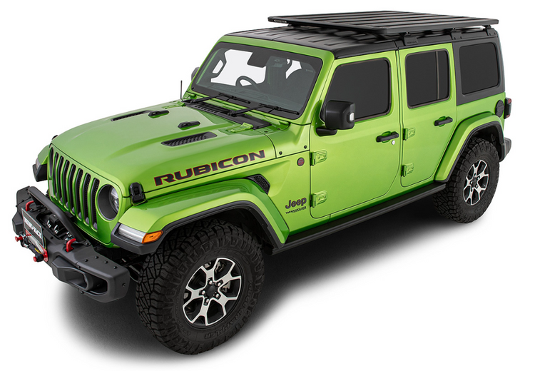 Jeep wrangler verde con parachoques y baca
