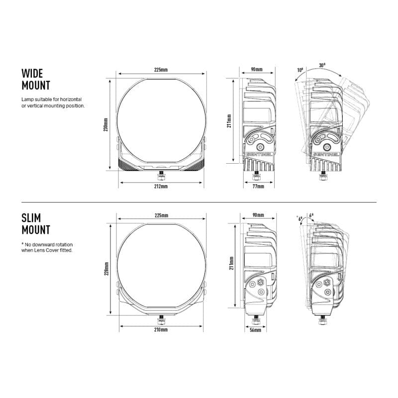 Luz Lazer LED - Sentinel 9" negro con luces de posición - homologado CE