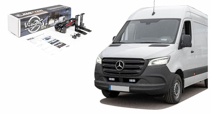 Kit de 2 barras Vision-X 3LED para Mercedes Sprinter 2018+, montaje empotrado en parachoques