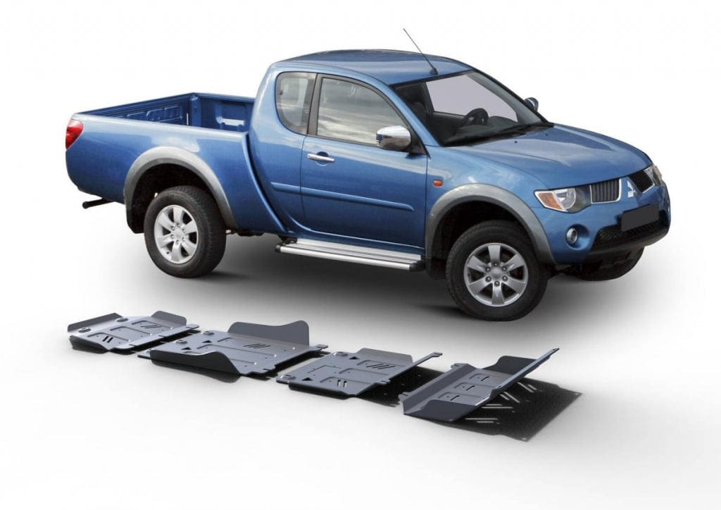 Kit de 4 protectores inferiores de aluminio para Mitsubishi L200 2007 a 2015