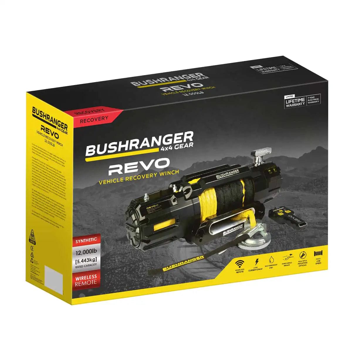 Cabrestante Bushranger 4x4 - Revo 12 - 5 443Kg - 12V