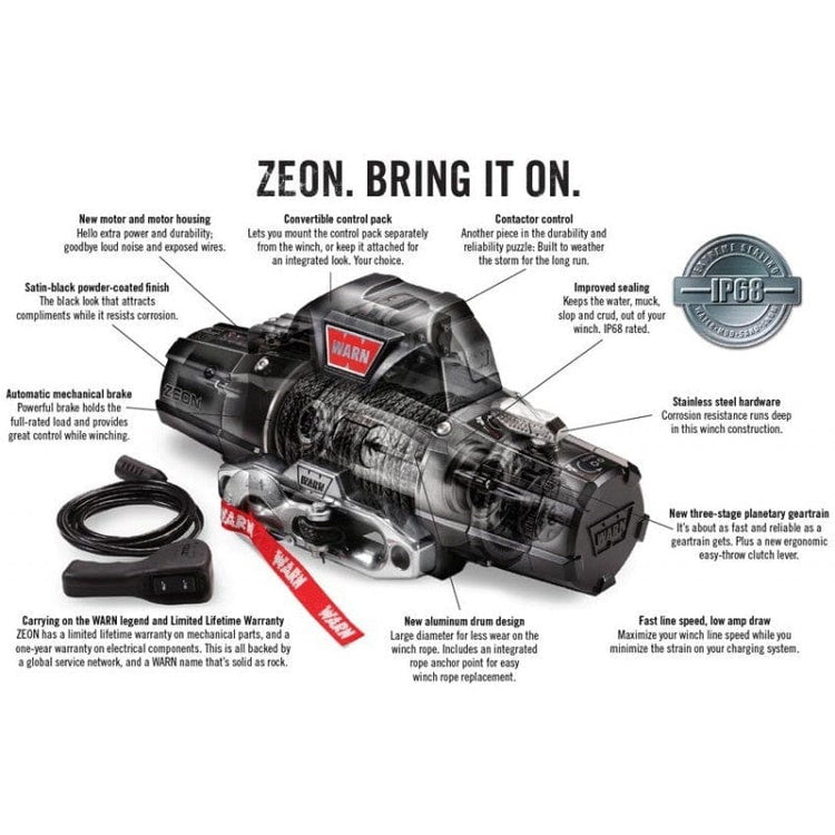 Cabrestante eléctrico WARN Zeon 10S 12V 4.5T - Sintético - CE